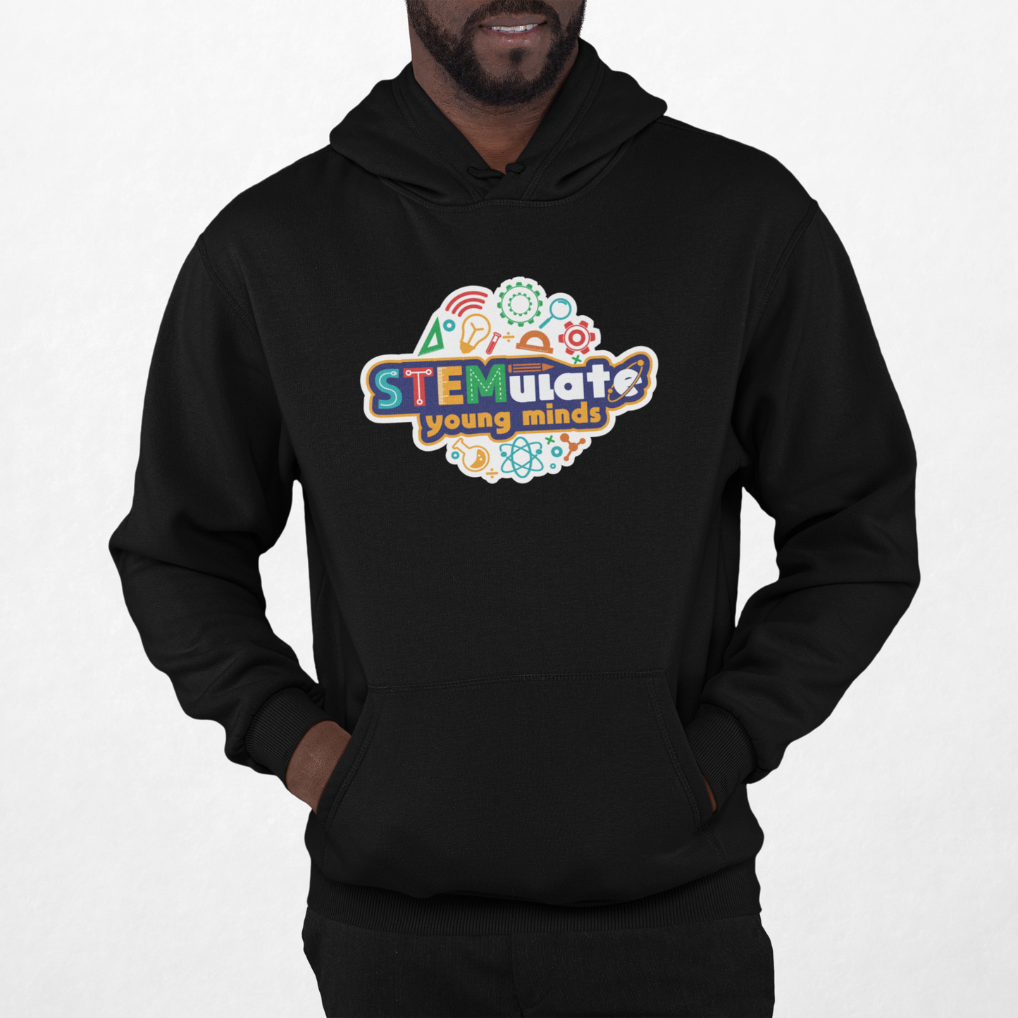 Adult STEMulate Embroidered Hoodie in Black