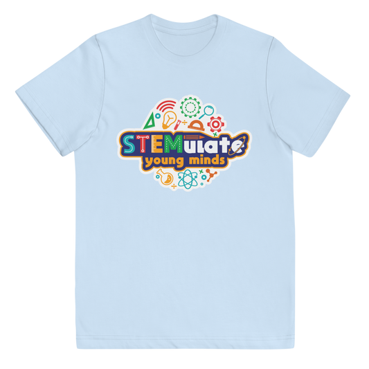 STEMulate Young Minds tee in Light Blue